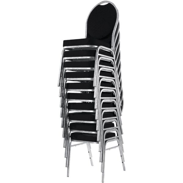 Bolero Steel Banqueting Chair Oval Back with Black Plain Cloth (Pack 4) - Image 2
