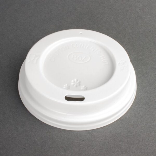 Fiesta Recyclable Lid for Hot Cups- White 8oz (Box 1000) - Image 2