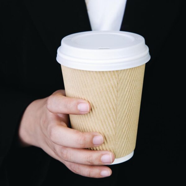 Fiesta Recyclable Lid for Hot Cups- White 12oz/16oz (Box 1000) - Image 5
