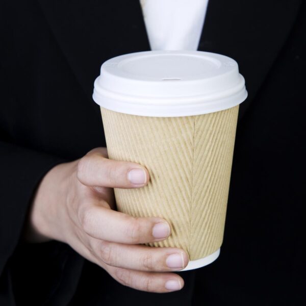 Fiesta Recyclable Lid for Hot Cups- White 12oz/16oz (Sleeve 50) - Image 5