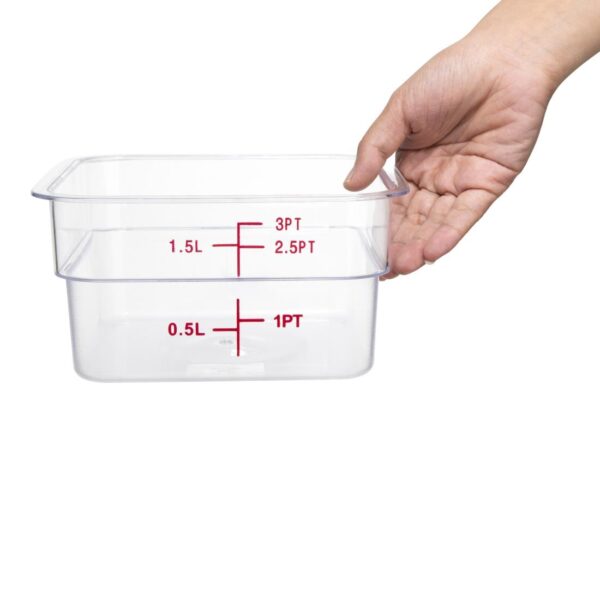 Hygiplas Polycarbonate Hygiplas Square Storage Container - 1.5Ltr - Image 5