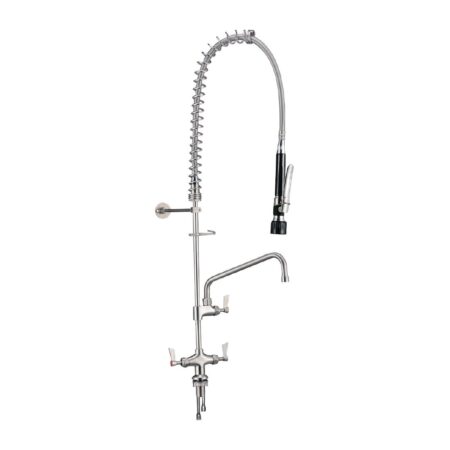 3monkeez Dual Hob Mounted Pre-rinse Unit with Pot Filler Black Handle