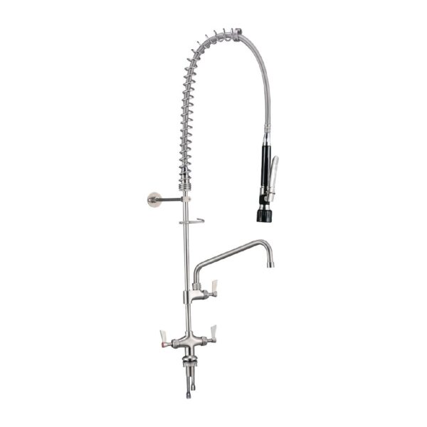 3monkeez Dual Hob Mounted Pre-rinse Unit with Pot Filler Black Handle