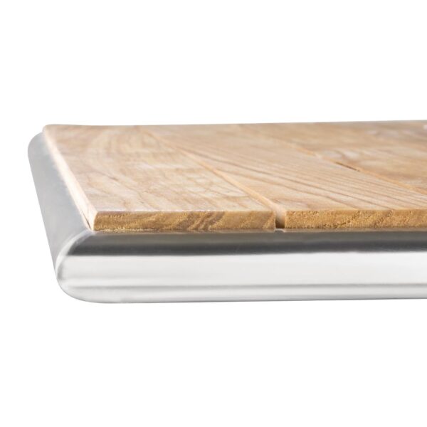 Bolero Square Pedestal Bistro Table Ash & Alu Top - 700mm - Image 5