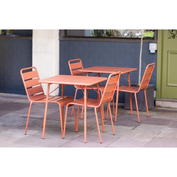 Bolero Terracotta Slatted Steel Side Chairs (Pack 4) - Image 3