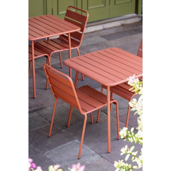 Bolero Terracotta Slatted Steel Side Chairs (Pack 4) - Image 4