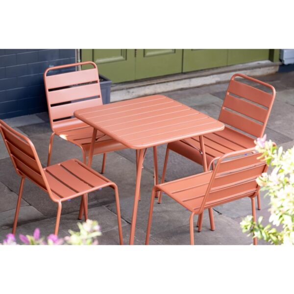 Bolero Terracotta Slatted Steel Side Chairs (Pack 4) - Image 2