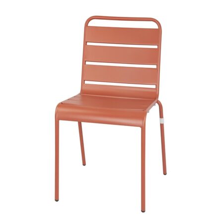 Bolero Terracotta Slatted Steel Side Chairs (Pack 4)
