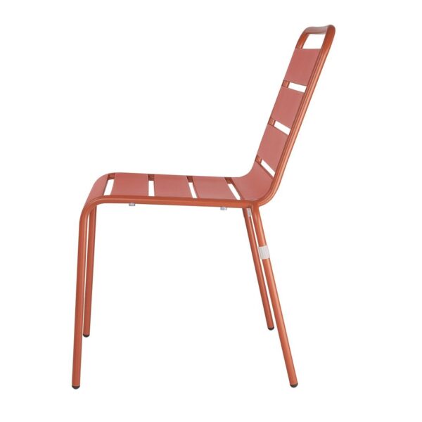 Bolero Terracotta Slatted Steel Side Chairs (Pack 4) - Image 5