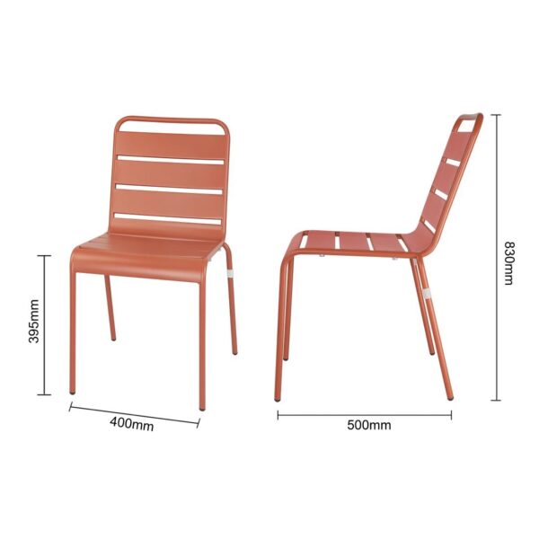 Bolero Terracotta Slatted Steel Side Chairs (Pack 4) - Image 8