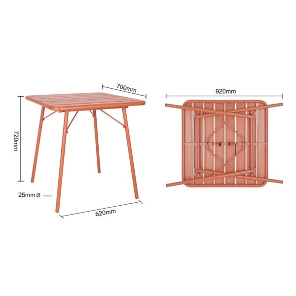 Bolero Terracotta Square Slatted Steel Table - 700mm - Image 8