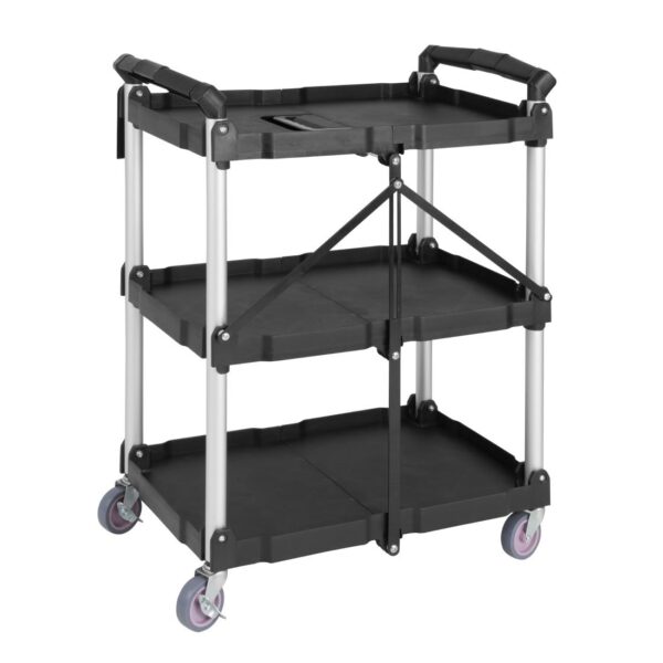 Vogue 3 Tier PP Folding Trolley Black - 835x645x405mm - Image 2