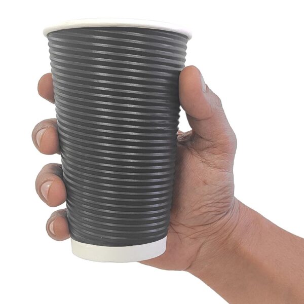 Fiesta Recyclable Hot Cup Ripple Wall Black 16oz (Sleeve 25) - Image 5