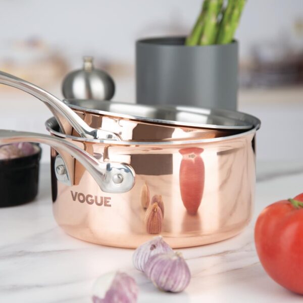 Vogue Induction Tri-Wall Copper Sauce Pan - 180mm 7" - Image 7