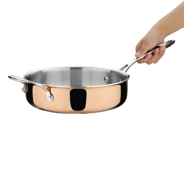 Vogue Induction Tri-Wall Copper Saute Pan - 240mm 9" - Image 3