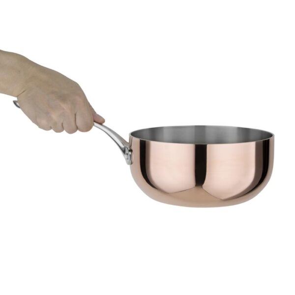 Vogue Tri-Wall Copper Flared Saute Pan - 200x90mm - Image 4