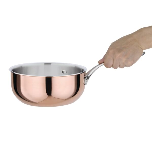 Vogue Tri-Wall Copper Flared Saute Pan - 200x90mm - Image 2