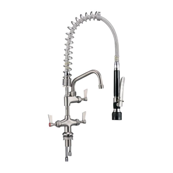 3monkeez Dual Hob Mounted Cafe Pre-rinse unit with pot filler black handle