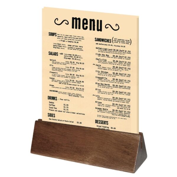 Olympia FSC Wooden Plain Acacia Menu Holder - 150x45x40mm 6x2x1 1/2" (Pack 10) - Image 2