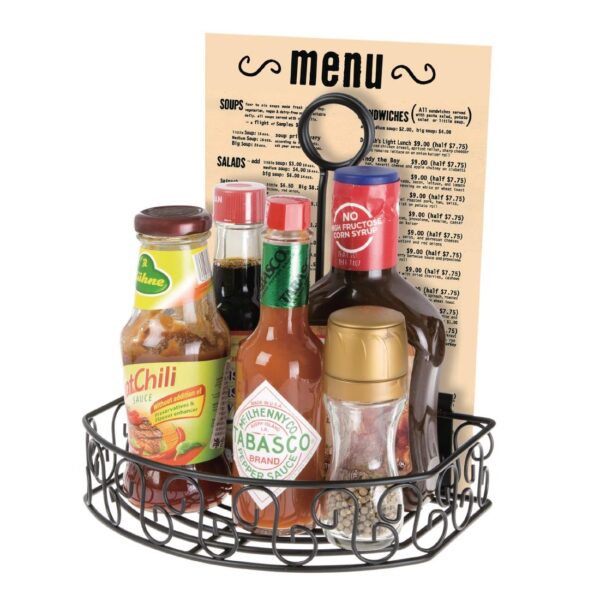 Olympia Black Wire Condiment Holder with Clip Back for Menus 230(h)x215(w)155mm - Image 2