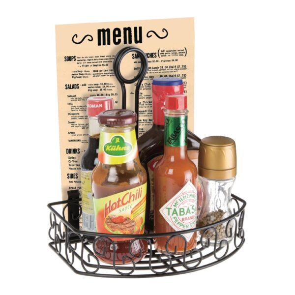 Olympia Black Wire Condiment Holder with Clip Back for Menus 230(h)x215(w)155mm - Image 3