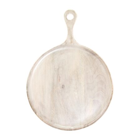 Chef Inox Mangowood Serving Board Round w/Hdl White - 300x400x15mm (B2B)