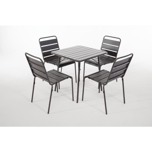 Bolero Slatted Square Steel Table Grey - 700mm - Image 3