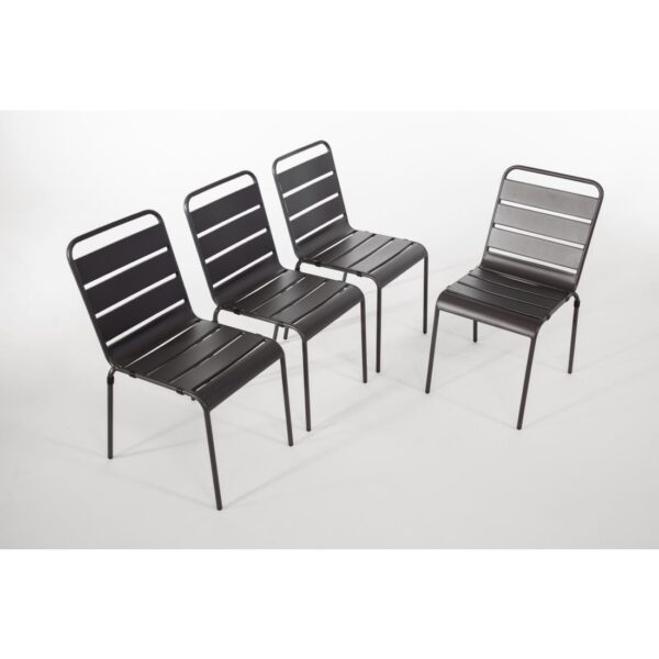 Bolero Slatted Steel Side Chair Grey (Pack 4) - Image 5