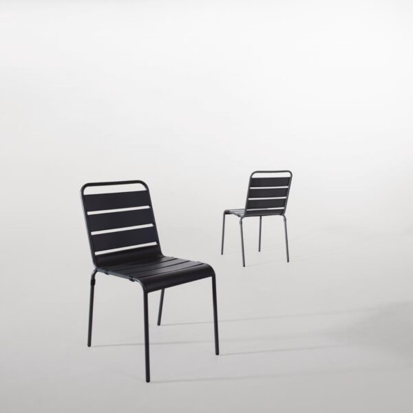 Bolero Slatted Steel Side Chair Grey (Pack 4) - Image 6