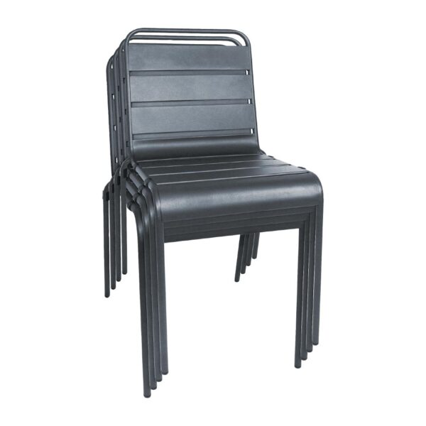 Bolero Slatted Steel Side Chair Grey (Pack 4) - Image 7