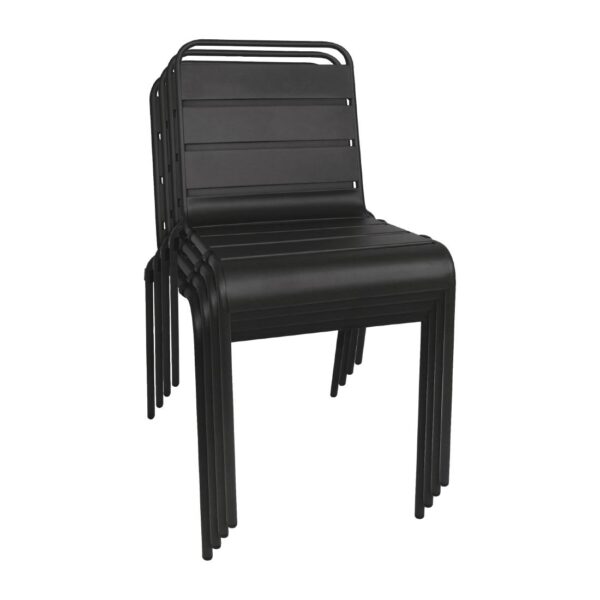 Bolero Slatted Steel Side Chair Black (Pack 4) - Image 4