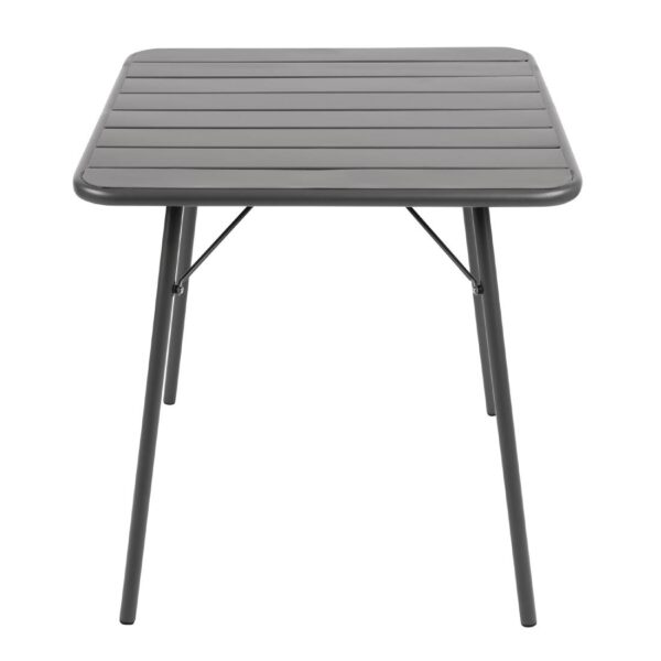 Bolero Slatted Square Steel Table Grey - 700mm - Image 4