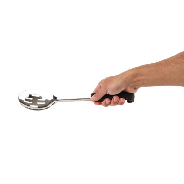 Vogue Slotted Serving Spoon Black Handled - 340mm 13" - Image 4
