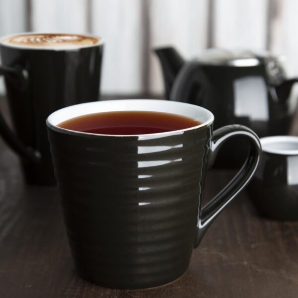 Olympia Cafe Mug Black Ripple - 340ml (Box 6) - Image 13