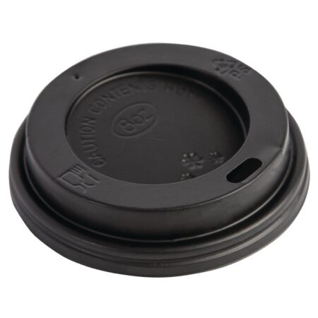 Fiesta Recyclable Lid For Hot Cups - Black - 8oz (Pack 50)