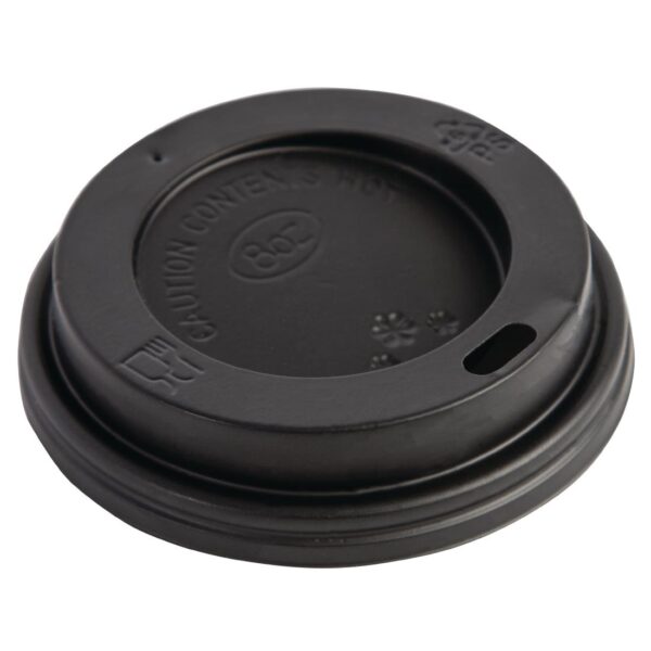 Fiesta Recyclable Lid For Hot Cups - Black - 8oz (Pack 50)
