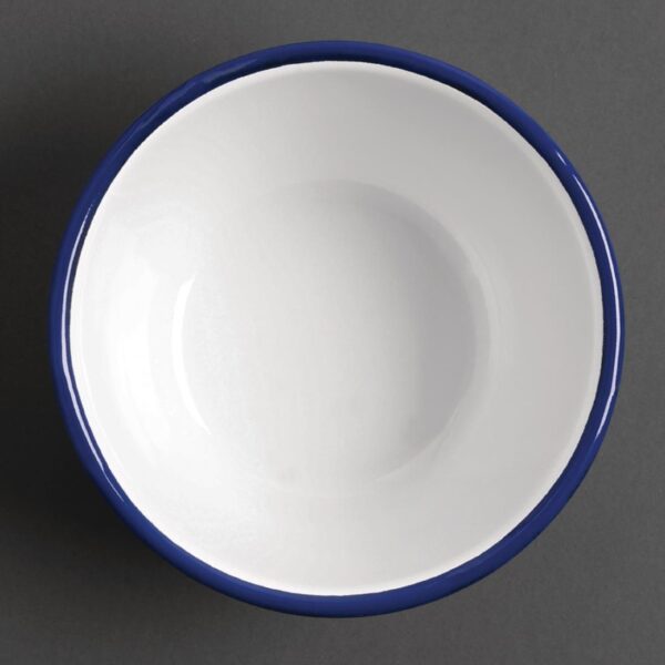 Olympia Enamel White/Blue Pudding Bowl - 155(dia)x70(h)mm (Box 6) - Image 3