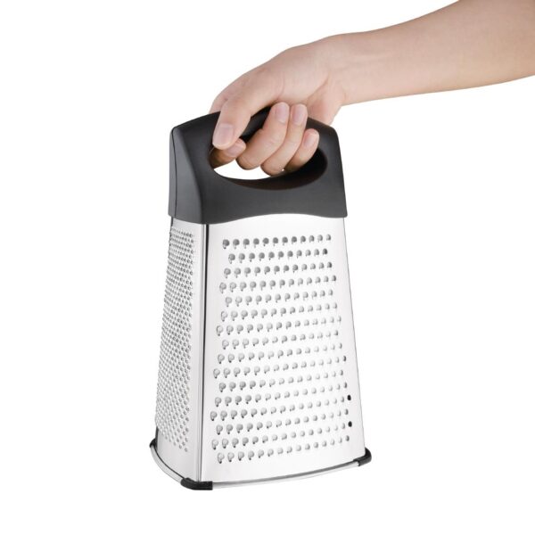 Vogue Heavy Duty Box Grater with Black Handle & Base - 254mm 10" - Image 5