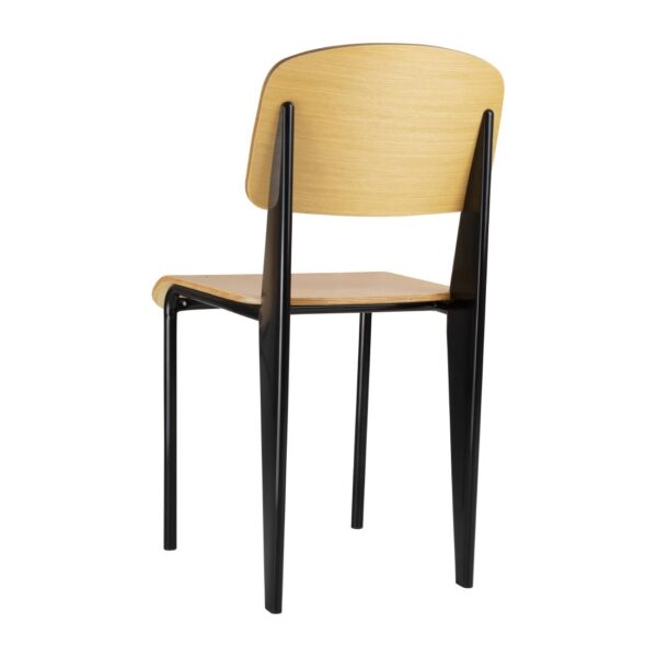 Bolero Wooden Dining Chair with Black Steel Frame (Pack 4) - Image 2