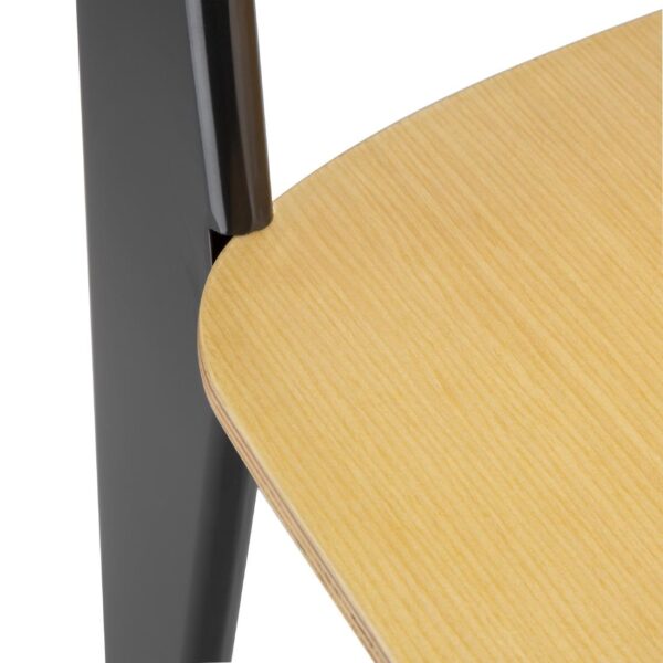 Bolero Wooden Dining Chair with Black Steel Frame (Pack 4) - Image 3