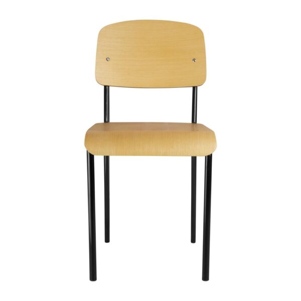Bolero Wooden Dining Chair with Black Steel Frame (Pack 4) - Image 4