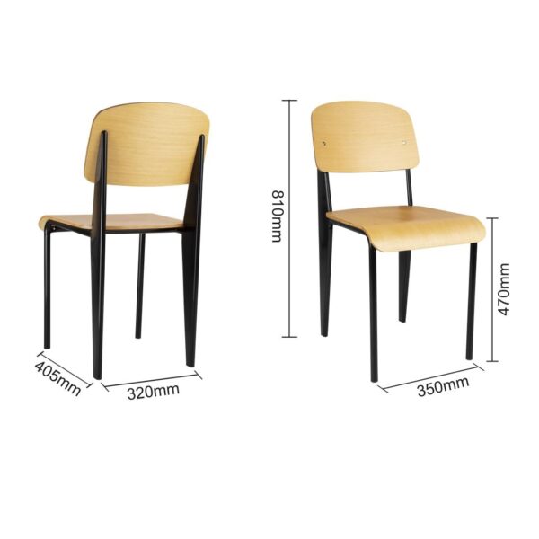 Bolero Wooden Dining Chair with Black Steel Frame (Pack 4) - Image 5