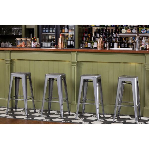 Bolero Gun Metal Grey Steel Bistro High Stool (Pack 4) - Image 3
