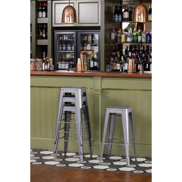 Bolero Gun Metal Grey Steel Bistro High Stool (Pack 4) - Image 4