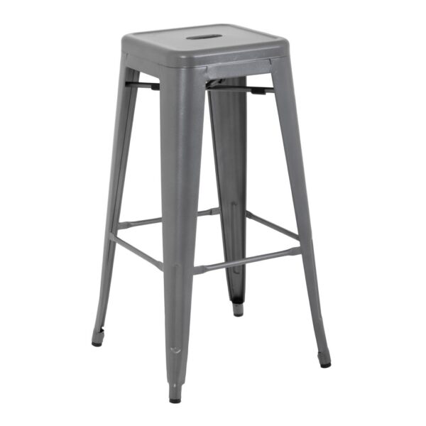 Bolero Gun Metal Grey Steel Bistro High Stool (Pack 4)
