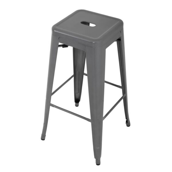Bolero Gun Metal Grey Steel Bistro High Stool (Pack 4) - Image 6