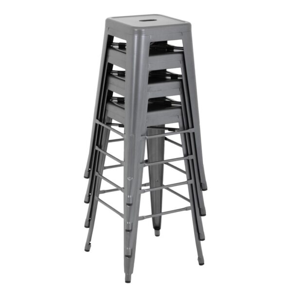 Bolero Gun Metal Grey Steel Bistro High Stool (Pack 4) - Image 10