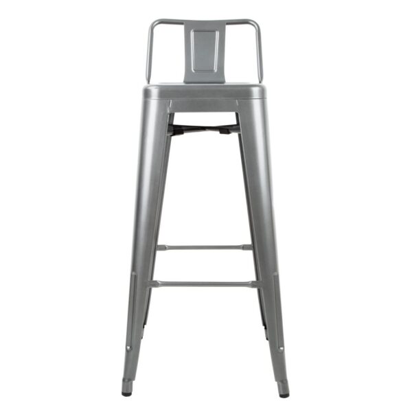 Bolero Gun Metal Grey Steel Bistro High Stool with backrest (Pack 4) - Image 3
