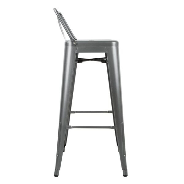 Bolero Gun Metal Grey Steel Bistro High Stool with backrest (Pack 4) - Image 4