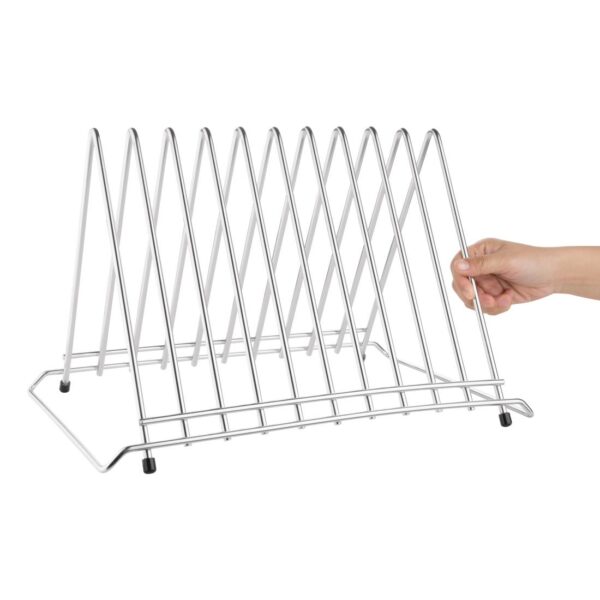 Hygiplas Stainless Steel Heavy Duty Chopping Board Rack - 10 Slots - Image 3